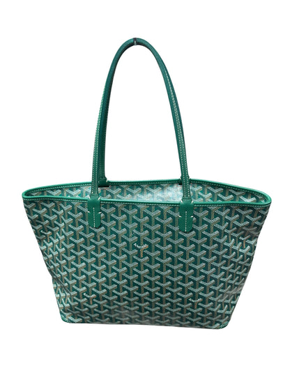 GOYARD Goyardine Artois MM Tote Bag Green Silver Hardware GO14