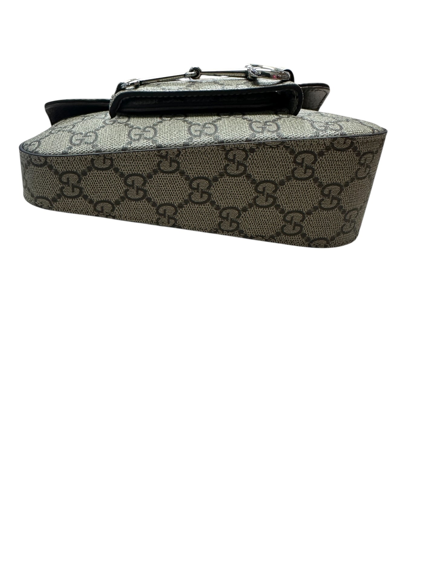 GUCCI GG Supreme Horsebit 1955 Shoulder Bag Beige Silver Hardware GU591