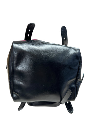 PRADA Glace Calfskin Multi Pocket Shoulder Bag Black Gold Hardware PR196