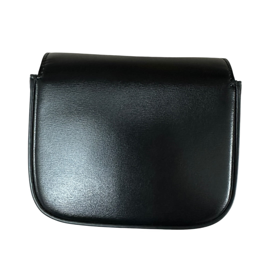 CELINE Smooth Calfskin Mini Triomphe Shoulder Bag Black Gold Hardware CE259