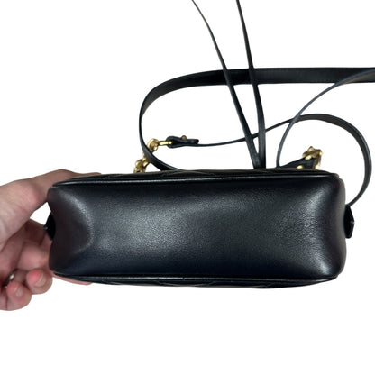 GUCCI Matelassé Leather GG Marmont Mini Camera Crossbody Bag Black Gold Hardware GU602