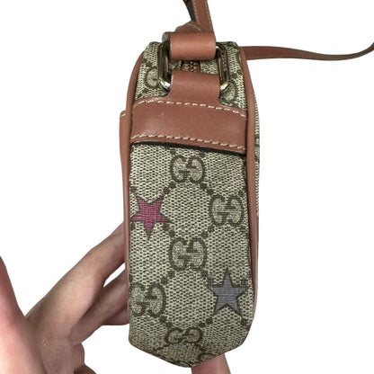 GUCCI GG Supreme Stars Print Crossbody Bag Beige Pink Gold Hardware GU604