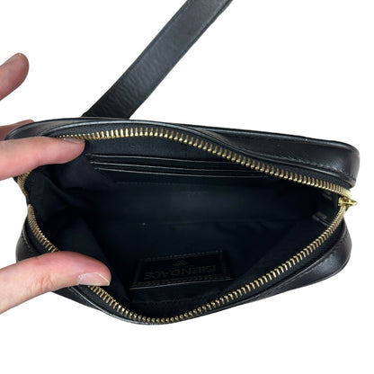 FENDI x VERSACE FENDACE Smooth Leather Camera Crossbody Bag Black Gold Hardware FE379