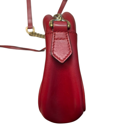 GUCCI Matelasse Leather GG Marmont Small Camera Crossbody Bag Red Gold Hardware GU560