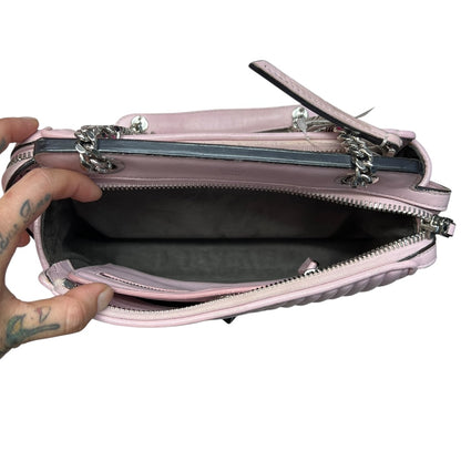 FENDI Leather Dotcom Click Chain Shoulder Bag Pink Silver Hardware FE300