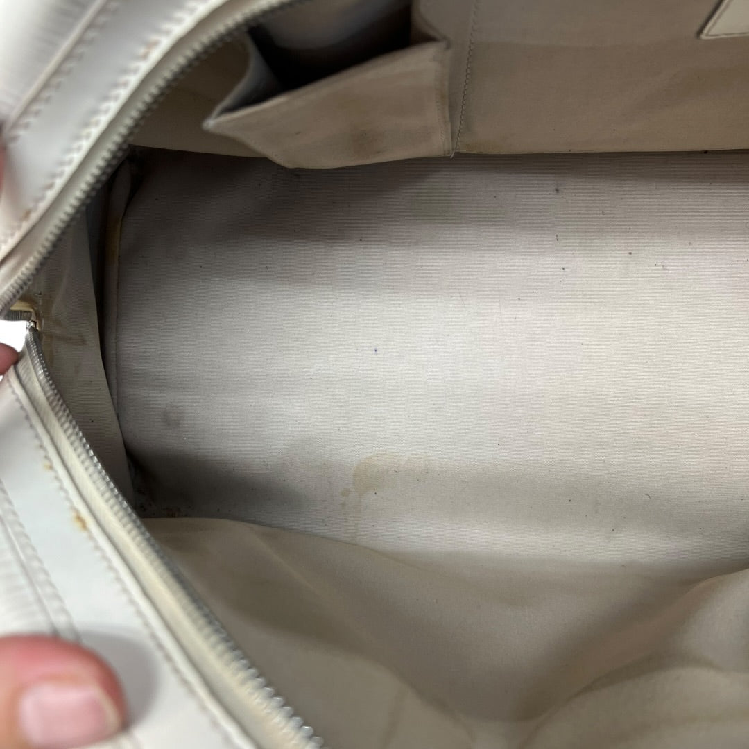 LOUIS VUITTON Epi Leather Montaigne GM Bowling Bag White Gold Hardware LO521