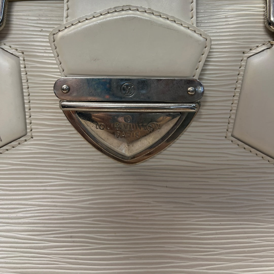 LOUIS VUITTON Epi Leather Montaigne GM Bowling Bag White Gold Hardware LO521