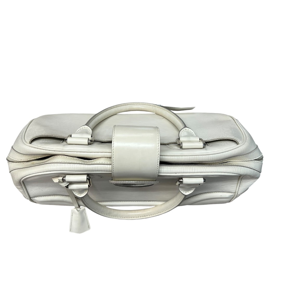 LOUIS VUITTON Epi Leather Montaigne GM Bowling Bag White Gold Hardware LO521