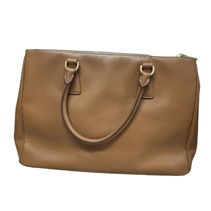 PRADA Saffiano Lux Galleria Large Double Zip Tote Bag Caramel Gold Hardware PR131