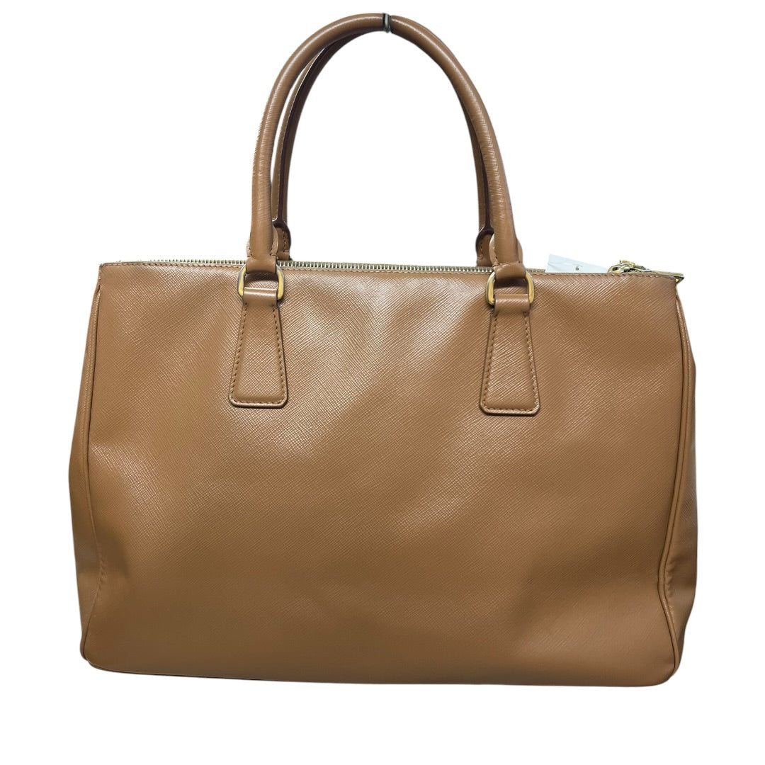 PRADA Saffiano Lux Galleria Large Double Zip Tote Bag Caramel Gold Hardware PR131
