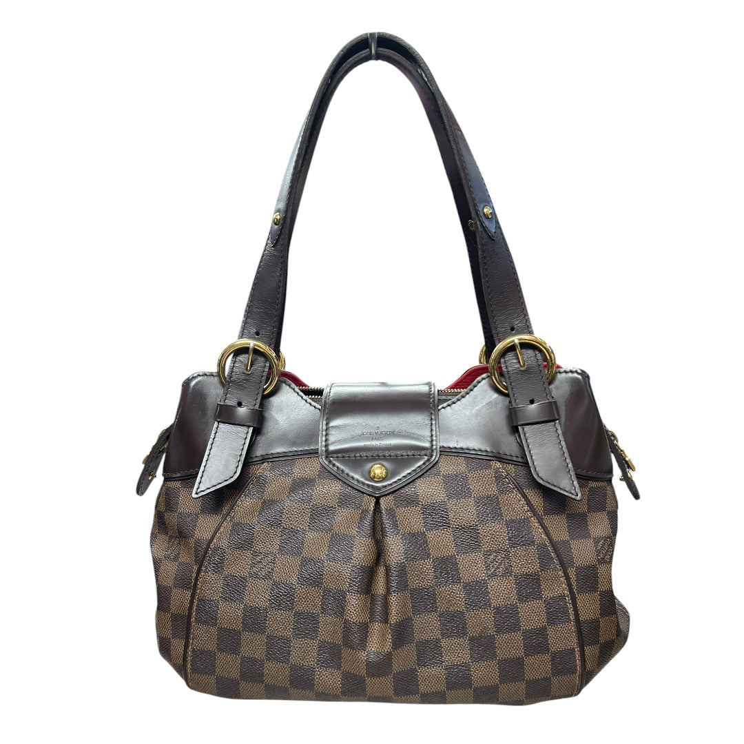 LOUIS VUITTON Damier Ebene Sistina PM Shoulder Bag Brown Gold Hardware LO1377
