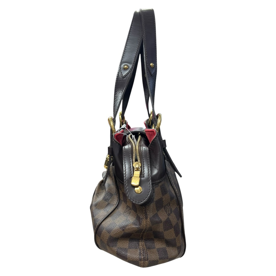 LOUIS VUITTON Damier Ebene Sistina PM Shoulder Bag Brown Gold Hardware LO1377
