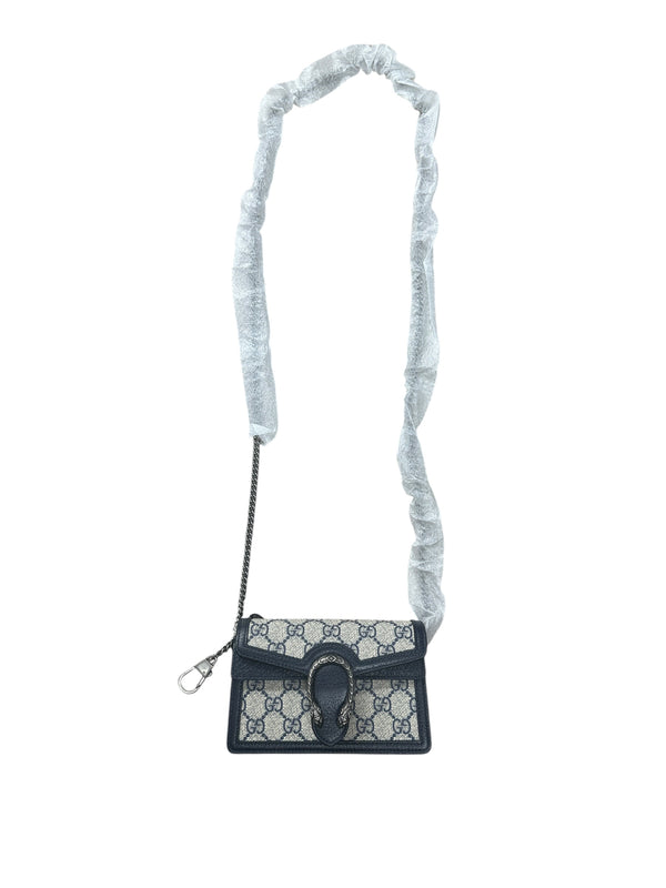 GUCCI GG Supreme Dionysus Super Mini Bag Beige Blue Silver Hardware GU607