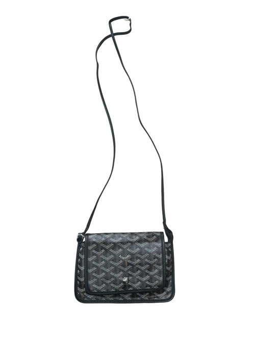 GOYARD Goyardine Plumet Crossbody Bag Black Silver Hardware GO18
