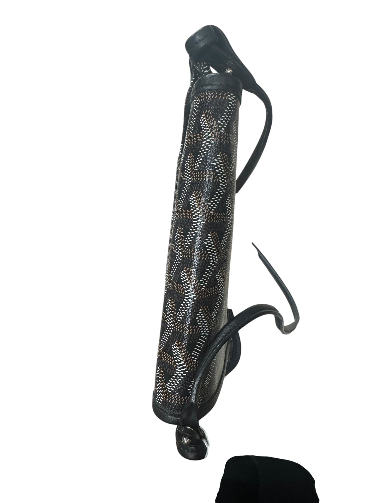 GOYARD Goyardine Plumet Crossbody Bag Black Silver Hardware GO18