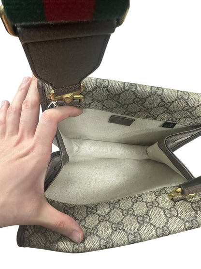 GUCCI GG Supreme Neo Vintage Messenger Bag Beige Ebony Gold Hardware GU606