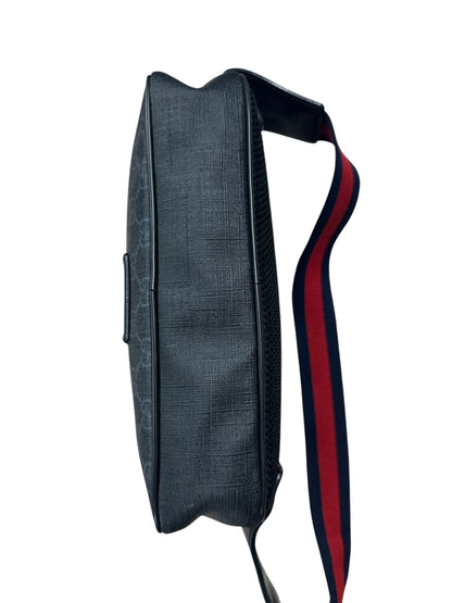 GUCCI GG Supreme Belt Bag Black Silver Hardware GU609