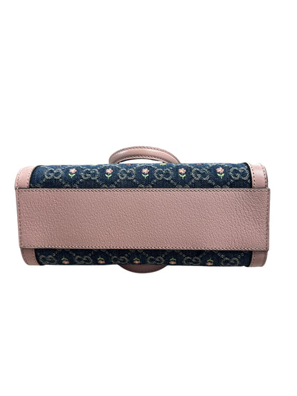 GUCCI GG Denim Ophidia Small Tote Bag Blue Pink Gold Hardware GU611