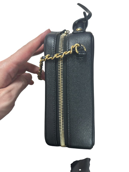 CHANEL Caviar CC Filigree 14 Vertical Vanity 2WAY Black Gold Hardware CH2153