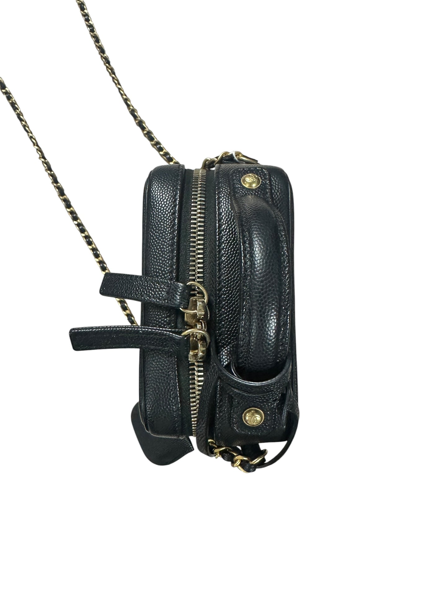 CHANEL Caviar CC Filigree 14 Vertical Vanity 2WAY Black Gold Hardware CH2153