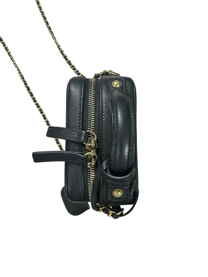 CHANEL Caviar CC Filigree 14 Vertical Vanity 2WAY Black Gold Hardware CH2153