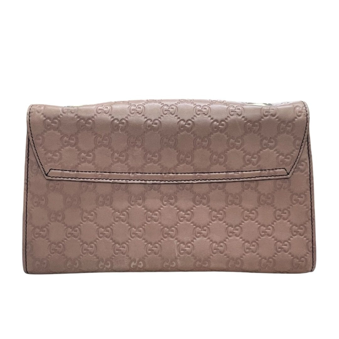 GUCCI Guccissima Leather Horsebit Flap Shoulder Bag Pink Gold Hardware GU615