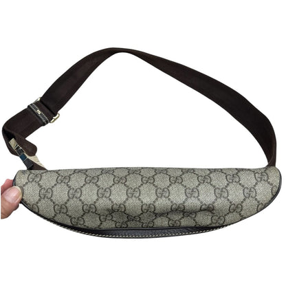 GUCCI GG Supreme Canvas GG Supreme Belt Bag Beige and Dark Brown Gold-tone Hardware GU616