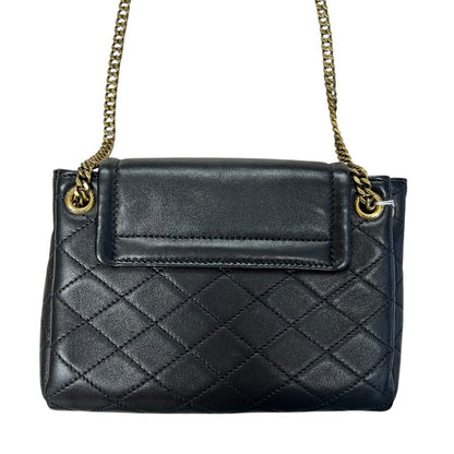 YVES SAINT LAURENT Lambskin Quilted Shoulder Bag Black Gold Hardware Yv155