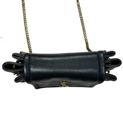 YVES SAINT LAURENT Lambskin Quilted Shoulder Bag Black Gold Hardware Yv155