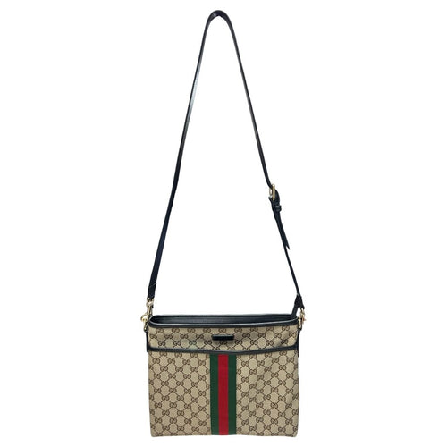 GUCCI GG Canvas GG Canvas Web Crossbody Bag Shoulder Bag Beige, Brown, Red, Green, Black Gold Hardware Gu619