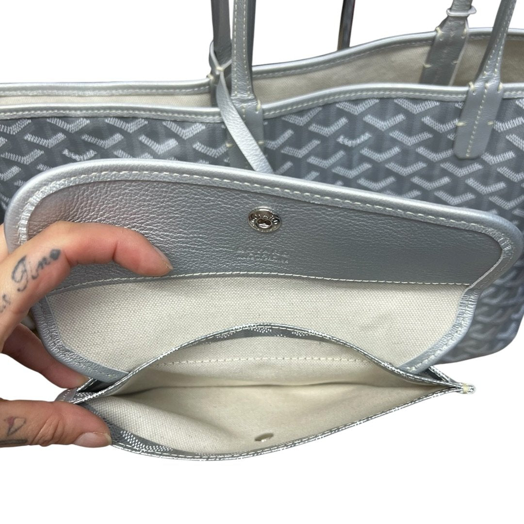 GOYARD Goyardine Canvas St. Louis GM Tote Silver Silver Hardware GO19