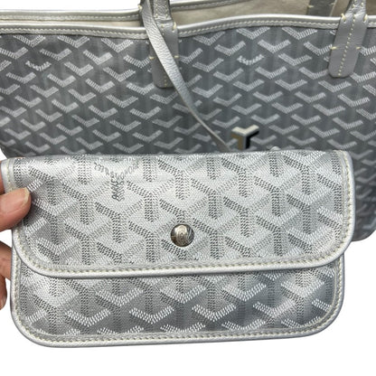 GOYARD Goyardine Canvas St. Louis GM Tote Silver Silver Hardware GO19