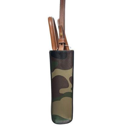 CELINE Coated Canvas Mini Vertical Cabas Handbag Green Camouflage Gold Hardware Ce260