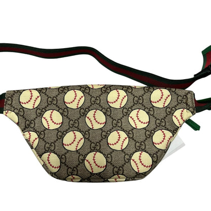 GUCCI GG Supreme Canvas GG Supreme Baseball Print Belt Bag Fanny Pack / Belt Bag Beige, Brown, Cream, Green, Red Silver-tone Hardware GU624