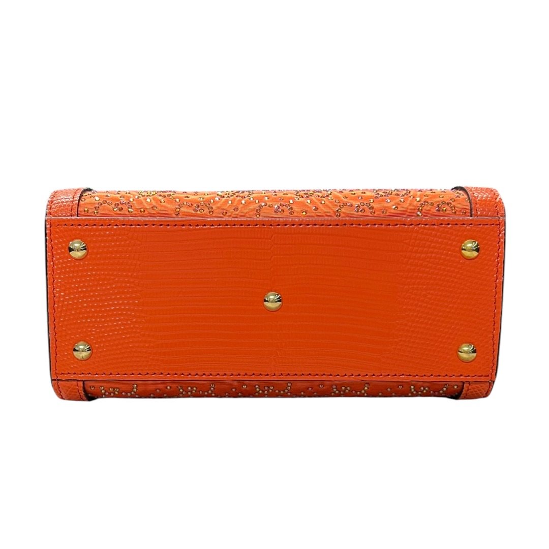 GUCCI Lizard-effect Leather Diana Mini Tote Bag Handbag Orange Gold Hardware GU629