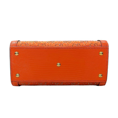 GUCCI Lizard-effect Leather Diana Mini Tote Bag Handbag Orange Gold Hardware GU629