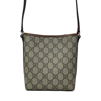 GUCCI GG Supreme Mini Shoulder Bag Beige, Brown Silver Hardware GU626