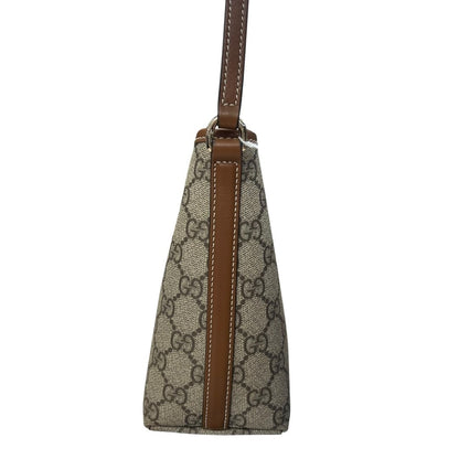 GUCCI GG Supreme Mini Shoulder Bag Beige, Brown Silver Hardware GU626