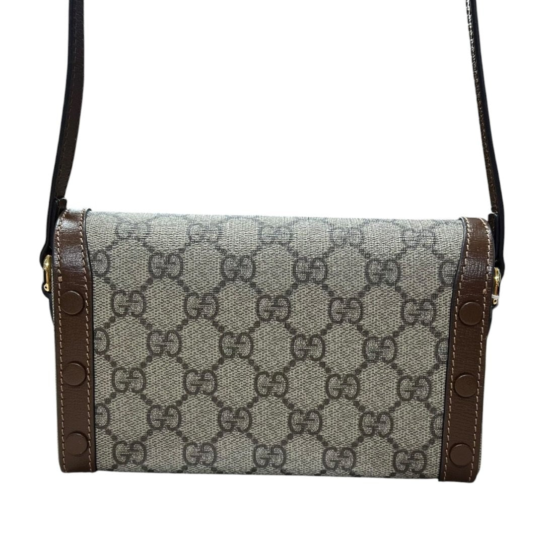 GUCCI GG Supreme Horsebit 1955 Wallet with Chain Shoulder Bag Beige, Ebony, Brown Gold Hardware GU627