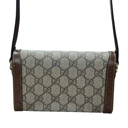 GUCCI GG Supreme Horsebit 1955 Wallet with Chain Shoulder Bag Beige, Ebony, Brown Gold Hardware GU627