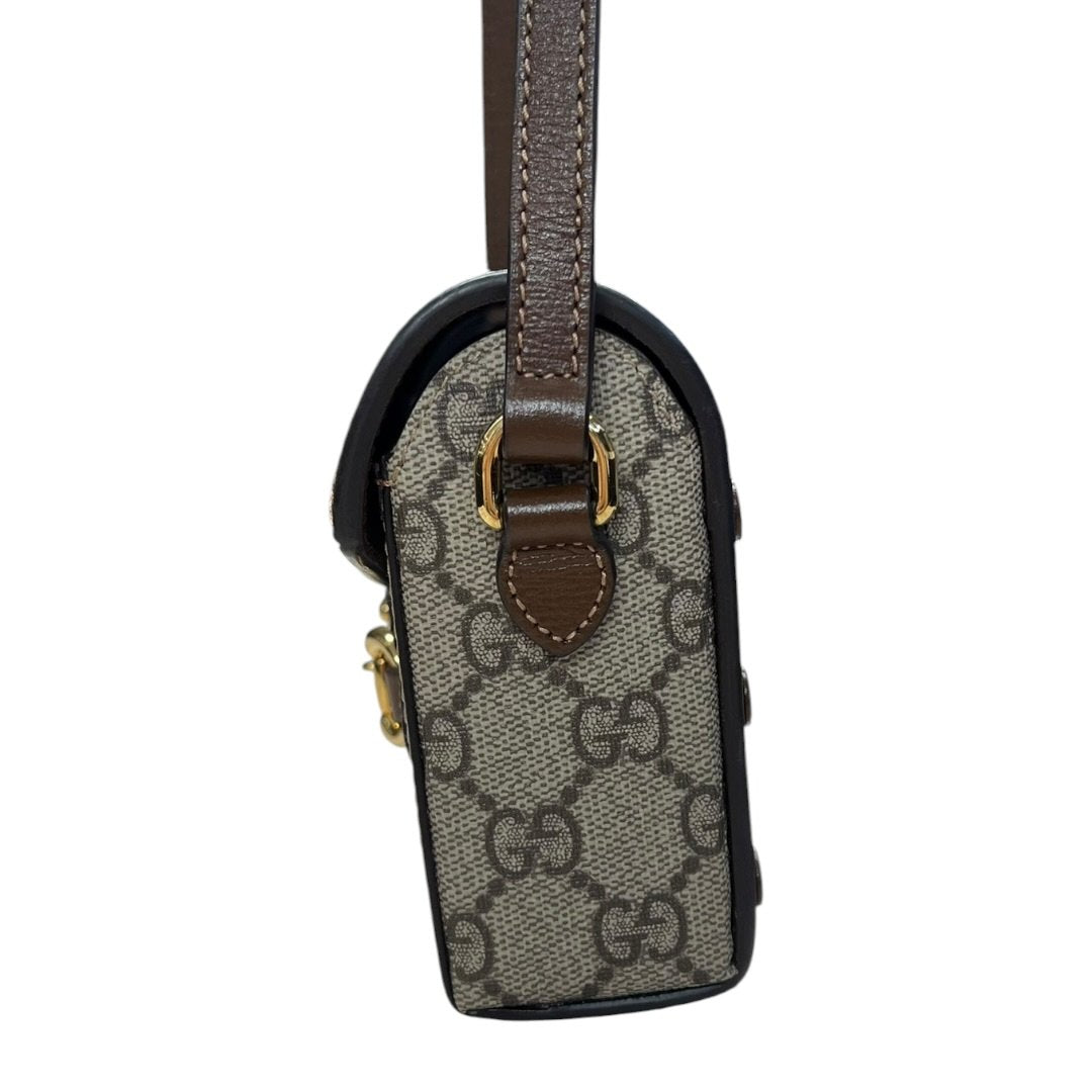 GUCCI GG Supreme Horsebit 1955 Wallet with Chain Shoulder Bag Beige, Ebony, Brown Gold Hardware GU627