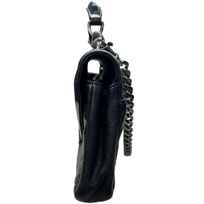SAINT LAURENT Quilted Leather College Monogram Bag Shoulder Bag Black Silver Hardware YV157