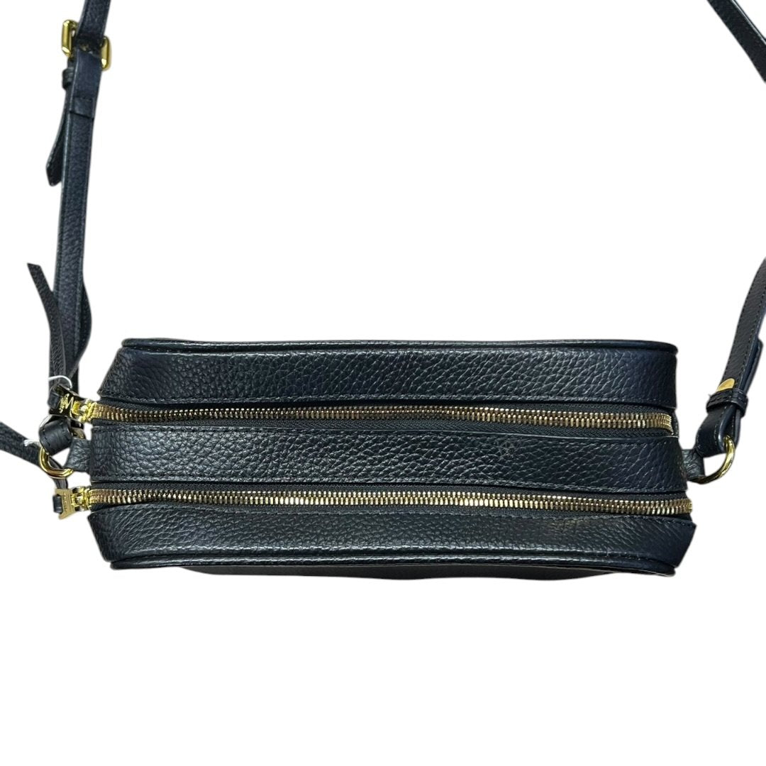 PRADA Vitello Daino Double Zip Crossbody Bag Crossbody Bag Black Gold Hardware PR204