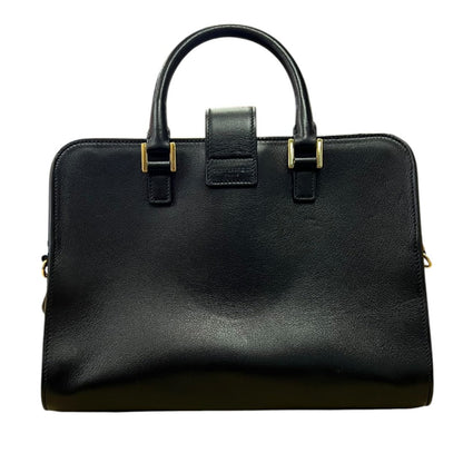 SAINT LAURENT Calfskin Uptown Top Handle Bag Handbag, Shoulder Bag Black Gold Hardware Yv158