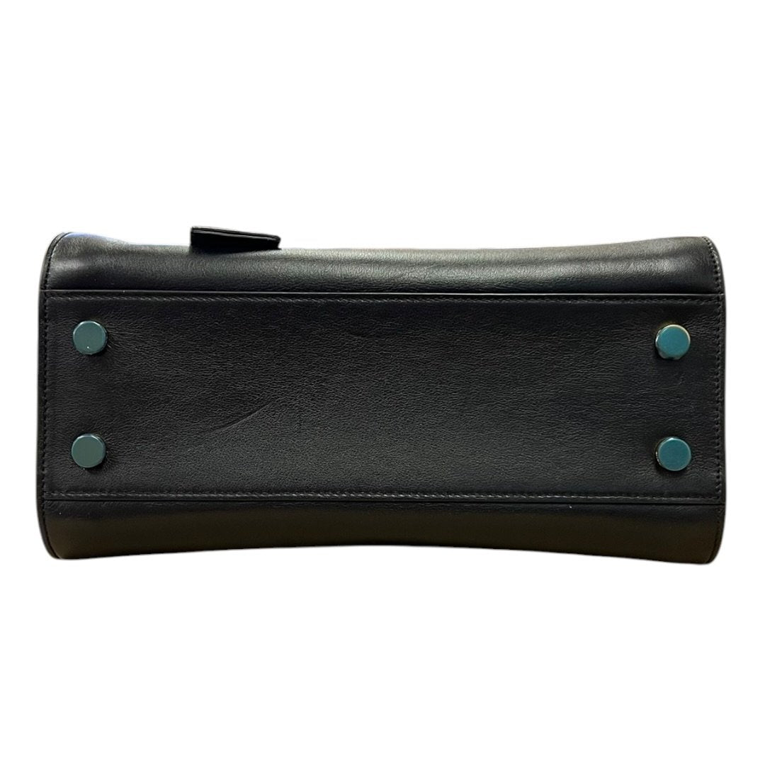 SAINT LAURENT Calfskin Uptown Top Handle Bag Handbag, Shoulder Bag Black Gold Hardware Yv158