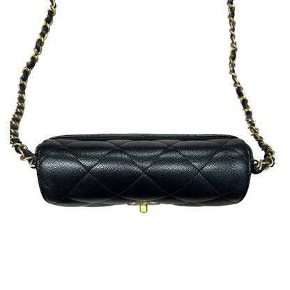 CHANEL Caviar Mini Flap Bag Shoulder Bag Black Gold Hardware CH2167