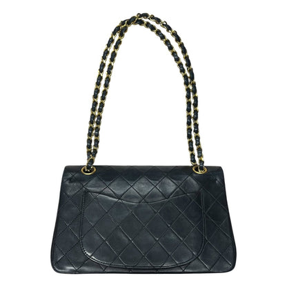 CHANEL Lambskin Classic Flap Bag Shoulder Bag Black with Burgundy Lining Gold Hardware CH2166