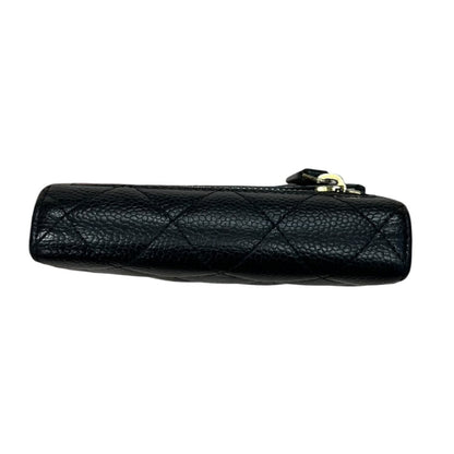 CHANEL Caviar Leather Classic Flap Small Wallet Black/Dark Red Gold Hardware CH2164