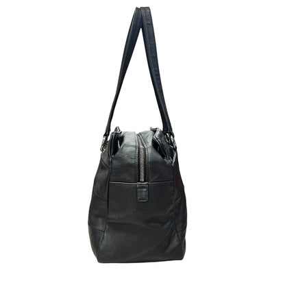 CHANEL Grained Leather Chocolate Bar Tote Bag Black Silver Hardware CH2162