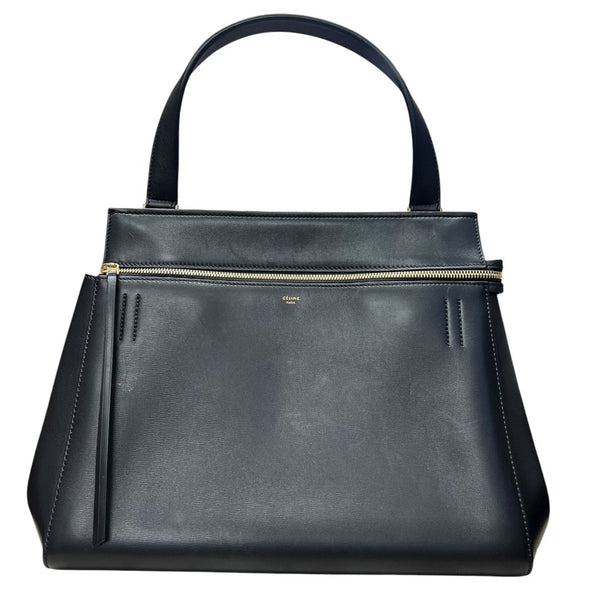 CELINE Calfskin Cabas Phantom Tote Bag Black Gold Hardware Ce261